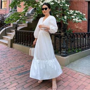 BNWT ASTR Rosewood cotton maxi dress, side cut out, puff shoulder balloon sleeve